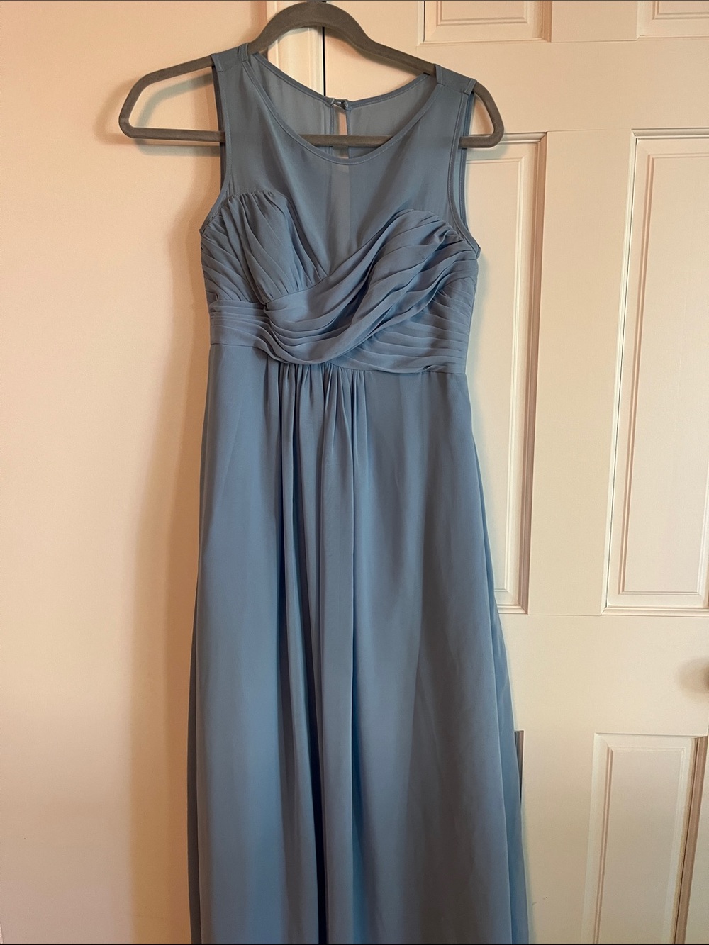 Sleeveless Dusty Blue Chiffon Wedding Dress